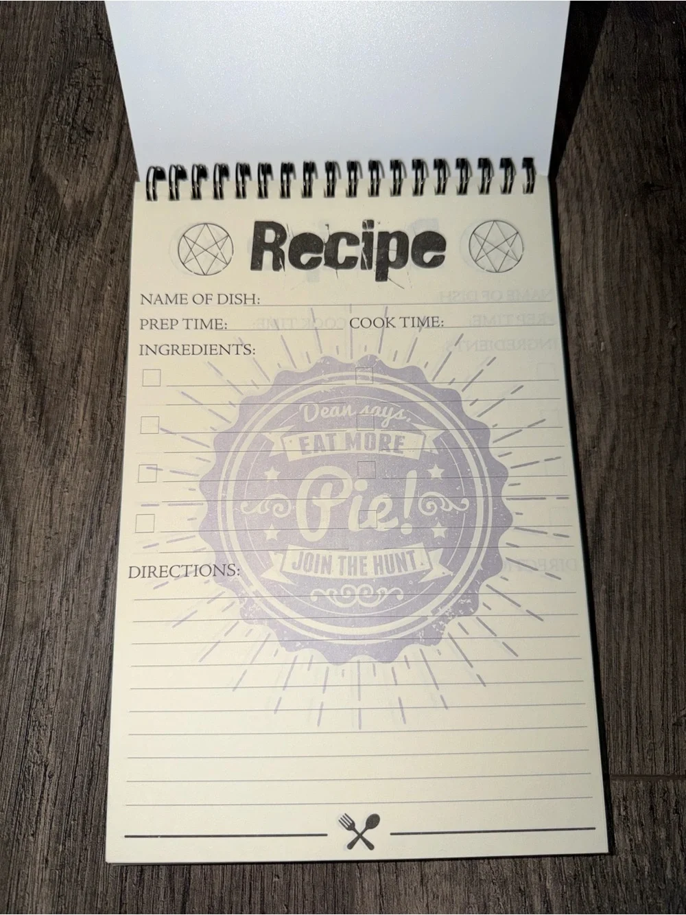 Supernatural Spiral Recipe Notebook - Red & Black Dean Winchester Art